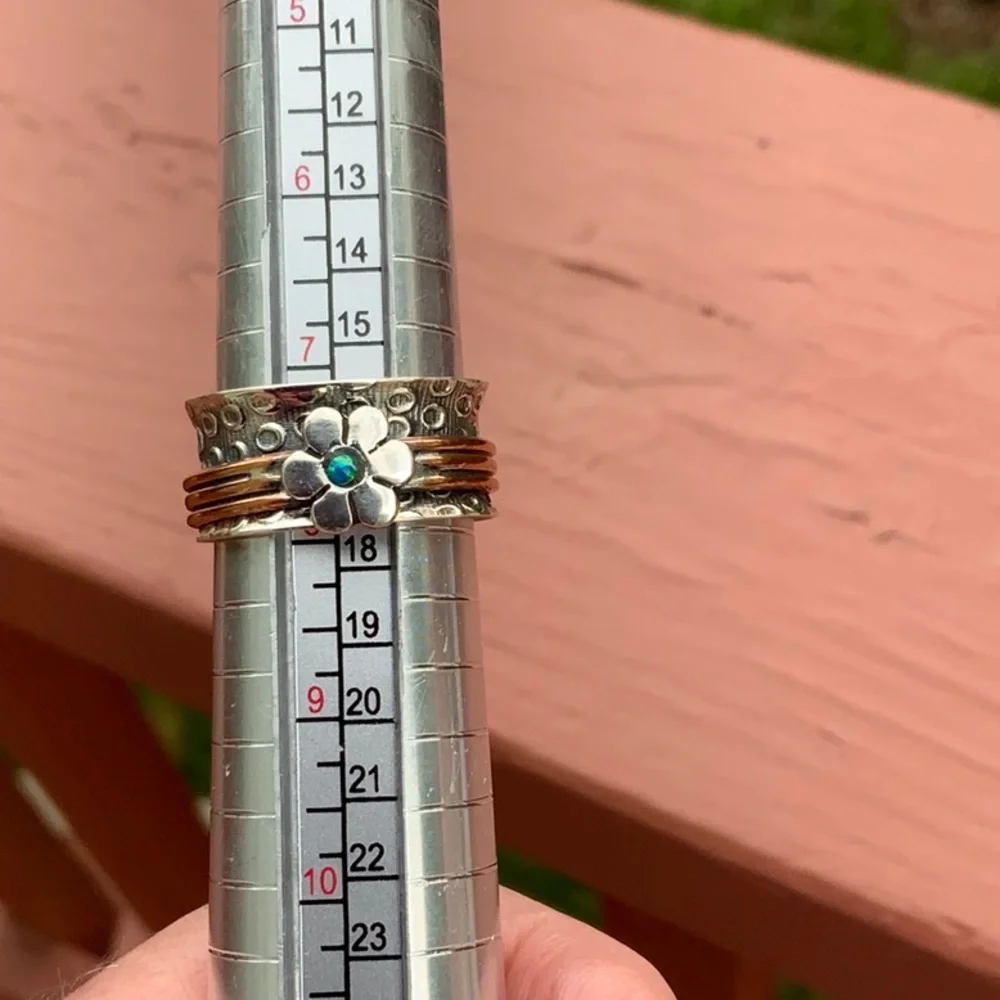 BOUTIQUE 2-TONE MEDITATION FIRE OPAL 925 RING, 8 - Picture 9 of 11